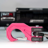 Carbon 12K 12000LB Winch with Black Synthetic Rope and Pink Hook