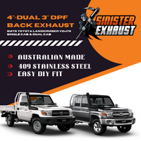 4" DPF Back into Dual 3" Tailpipes Sinister Exhaust suits Toyota Landcruiser VDJ79 Single & Dual Cab