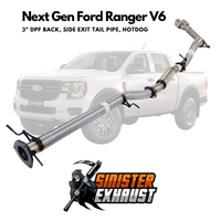 3" DPF Back Sinister Exhaust Suit V6 Next Gen Ford Ranger Stainless Steel, Side Exit, Hotdog (SE_FD255-HOS-SS)