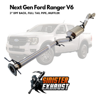 3" DPF Back Sinister Exhaust Suit V6 Next Gen Ford Ranger Stainless Steel, Full Tailpipe, Muffler (SE_FD255-MO-SS)