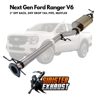 3" DPF Back Sinister Exhaust Suit V6 Next Gen Ford Ranger Stainless Steel, Diff Drop, Muffler (SE_FD255-MOD-SS)