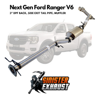 3" DPF Back Sinister Exhaust Suit V6 Next Gen Ford Ranger Stainless Steel, Side Exit, Muffler (SE_FD255-MOS-SS)