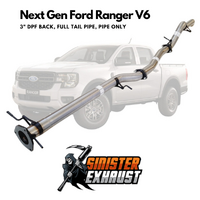 3" DPF Back Sinister Exhaust Suit V6 Next Gen Ford Ranger Stainless Steel, Full Tailpipe, Pipe Only (SE_FD255-PO-SS)