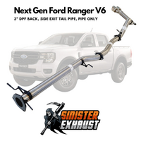 3" DPF Back Sinister Exhaust Suit V6 Next Gen Ford Ranger Stainless Steel, Side Exit, Pipe Only (SE_FD255-POS-SS)