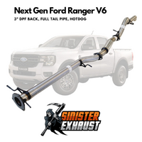 3" DPF Back Sinister Exhaust Suit V6 Next Gen Ford Ranger Stainless Steel, Full Tailpipe, Hotdog Only (SE_FD255-HO-SS)