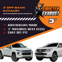 3" DPF Back Sinister Exhaust To Suit 2.4L MQ/MR Mitsubishi Triton Aluminised Steel