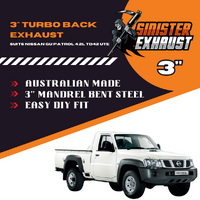 3" Turbo Back Sinister Exhaust Suit TD42 GU Patrol Ute