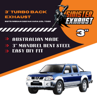 3" Turbo Back Sinister Exhaust 2.5L D22 Nissan Navara Aluminised Steel