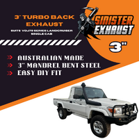 3" Turbo Back Sinister Exhaust Suit Single Cab VDJ79 Series Landcruiser