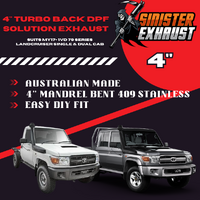 4" Turbo Back DPF Solution Sinister Exhaust suits Toyota Landcruiser 79 Series VDJ Single & Dual Cab