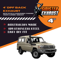 4" DPF Back, Side Exit Sinister Exhaust to suit Toyota Landcruiser VDJ78 Troop Carrier