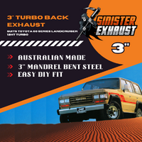 3" Turbo Back Sinister Exhaust suit 12HT 60 Series Toyota Landcruiser Aluminised Steel