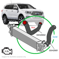 Silicone Intercooler Hose Kit 2pc Upgrade suits Ford Everest UA UA2 3.2L